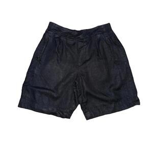 Athleta Women Playa Linen Bermuda Short Midi Pleated Sz 12 Black Quiet Lux